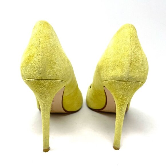 ** RAYE By REVOLVE Tia Yellow Suede Heels Size 38.5/ 8 - Picture 5 of 11